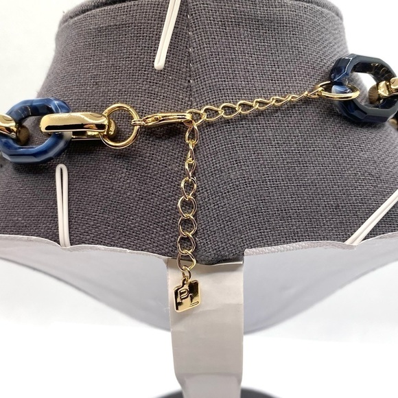 Park Lane Necklace Chunky Dark Blue Marbled Gold Tone Statement New Roman - Picture 8 of 9